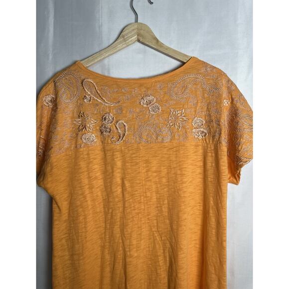 Soft Surroundings Shift Dress Womens Sz M Embroidered Cottagecore Tangerine - Picture 7 of 10